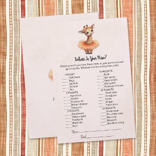 Giraff Vad Har Du I Din Handväska Baby Shower Spel Brevpapper
