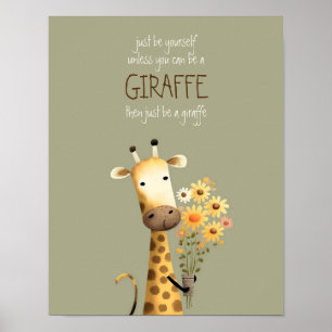 Giraff - Var dig själv Barnkammare Sovrum Poster