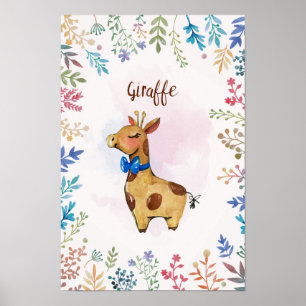 Giraff vattenfärg affisch