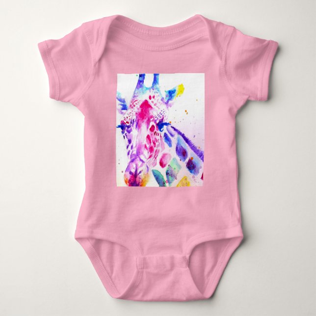 Giraff Vattenfärg Babys Lila Presenter Lavendel T Shirt (Framsida)