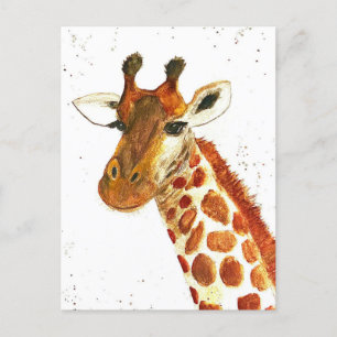 Giraff vattenfärg djur Safari Afrikansk djungel Vykort