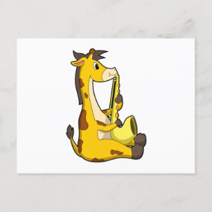 Giraff vid musik med saxofon.PNG Vykort
