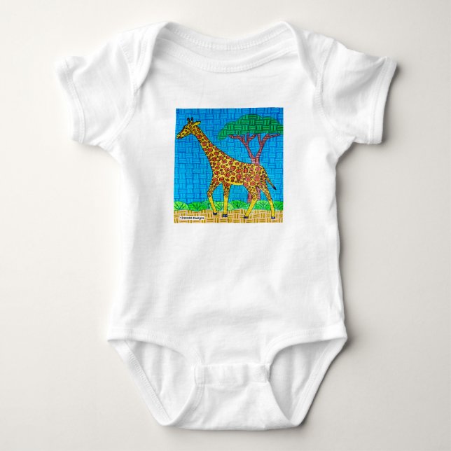 Giraff (vit) - Baby Bodyoverall T Shirt (Framsida)