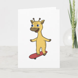 Giraffa som Skater med Skateboard Kort