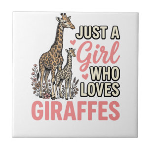 Giraffälskare Flicka Vintage Gravyr Tröja Design_ Kakelplatta