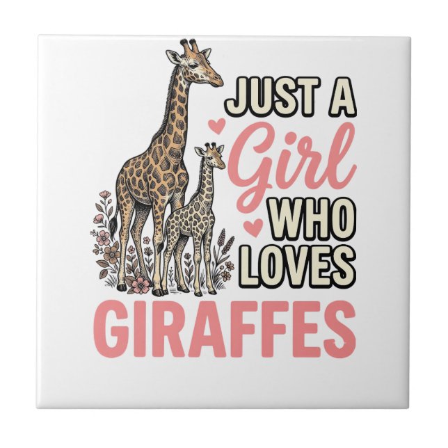 Giraffälskare Flicka Vintage Gravyr Tröja Design_ Kakelplatta (Framsidan)