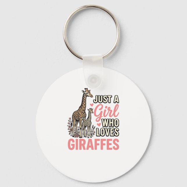 Giraffälskare Flicka Vintage Gravyr Tröja Design_ Nyckelring (Framsida)
