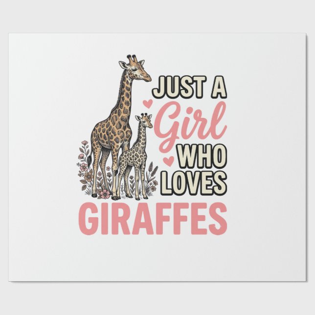Giraffälskare Flicka Vintage Gravyr Tröja Design_ Presentpapper (Platt)