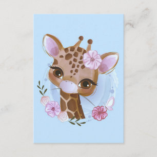 Giraffälskare Söt Giraffbaby Med Blomma Tilläggskort