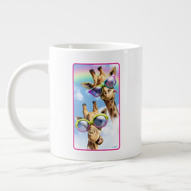 Giraffar med solglasögon jumbo mugg (Vänster)