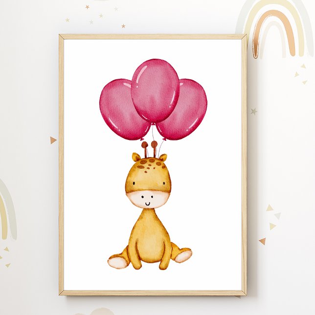 Giraffballongbarnkammaraffisch Barnkammardekoratio Poster (Skapare uppladdad)
