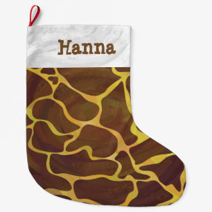 Giraffbrunt och gult stor julstrumpa