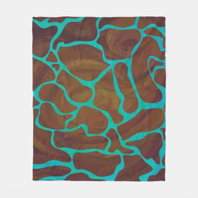 Giraffbrunt och krickatryck fleecefilt (Framsidan)