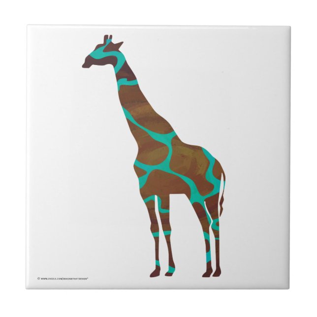 Giraffbrunt och krickatryck kakelplatta (Framsidan)