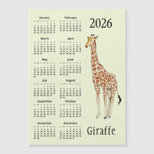 Giraffd design 2026 kalender Magnetisk kort