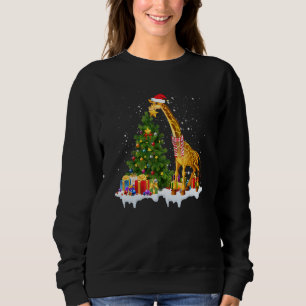 Giraffd-scarf-kostym Tomte-ljus-hatt Snö Jul T Shirt