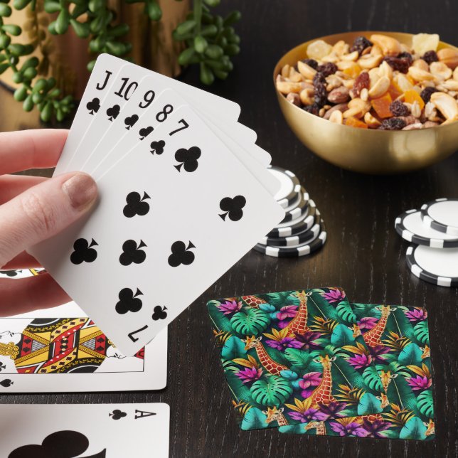 Giraffdjungel Drömmar Sömlös Ytmönster Casinokort (På plats)