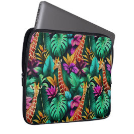 Giraffdjungel Drömmar Sömlös Ytmönster Laptop Fodral