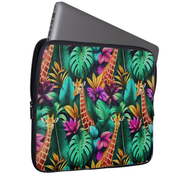 Giraffdjungel Drömmar Sömlös Ytmönster Laptop Fodral (Framsidan Höger)