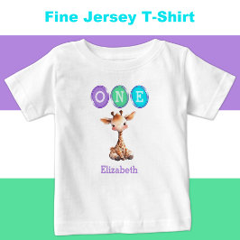 Giraffe 1:a födelsedag 1 med namn lila t shirt