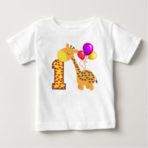 Giraffe 1:a födelsedagen tee shirt