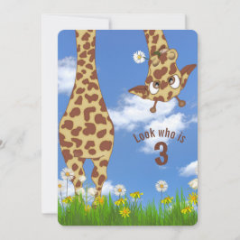 Giraffe 3:e födelsedagen Party Inbjudningar