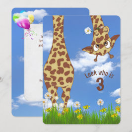 Giraffe 3:e födelsedagen Party Inbjudningar