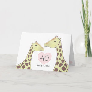 Giraffe 40:e Ruby Bröllop-årsdagen Kort