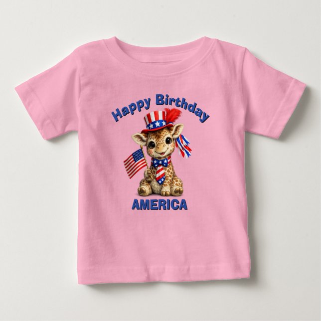 Giraffe (5am) Patriotic Kid T-Shirt (Framsida)