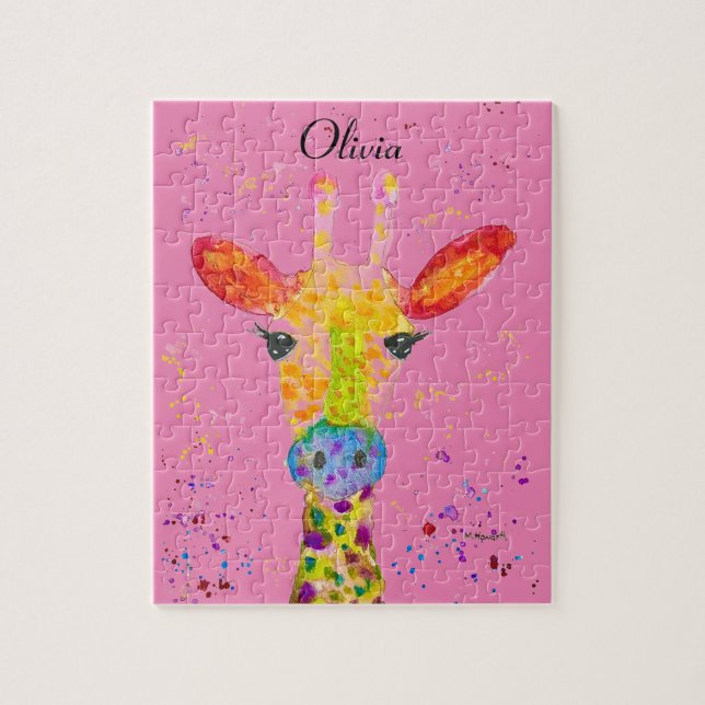 Giraffe Abstrakt Animals Vild Cute Art Rainbow Pussel (Vertikal)