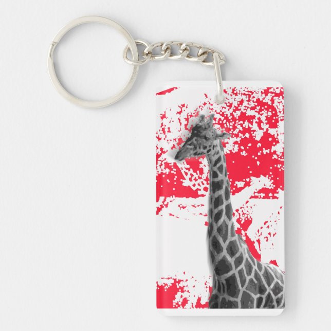 Giraffe, Abstrakt i rött Nyckelring (Framsidan)