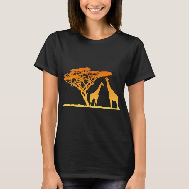 Giraffe African Safari Savannah T Shirt (Framsida)