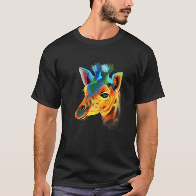 Giraffe Afrika Quilted Safari Vild Zoo Animals Col T Shirt (Framsida)