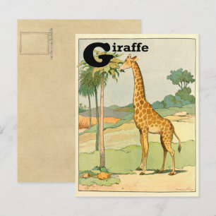 Giraffe Alphabet Animal Vykort