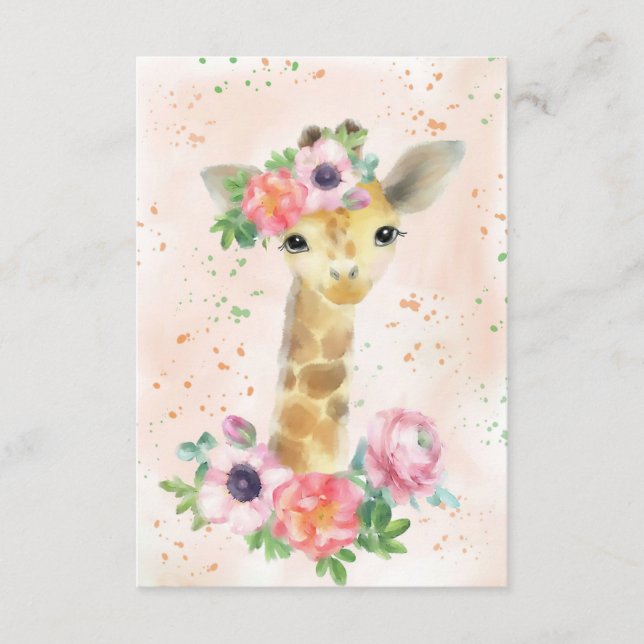 Giraffe Älskare Baby Giraffe med blomma Tilläggskort (Framsida)