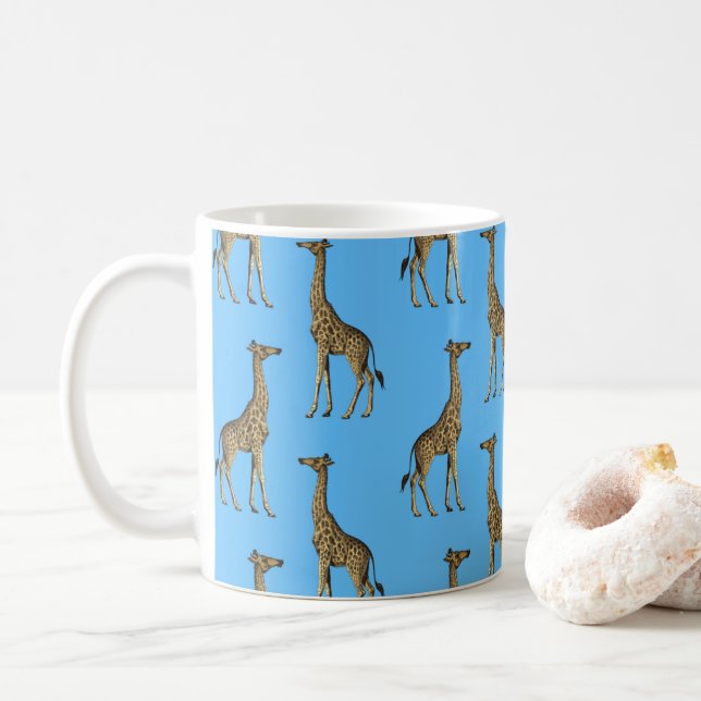 Giraffe Älskare Blue Vilda djur Zoo African Safari Kaffemugg (Med munk)