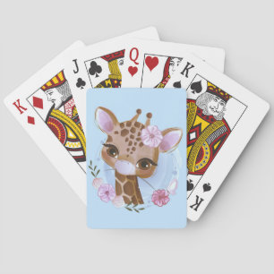 Giraffe Älskare cute Baby Giraffe med blomma Casinokort