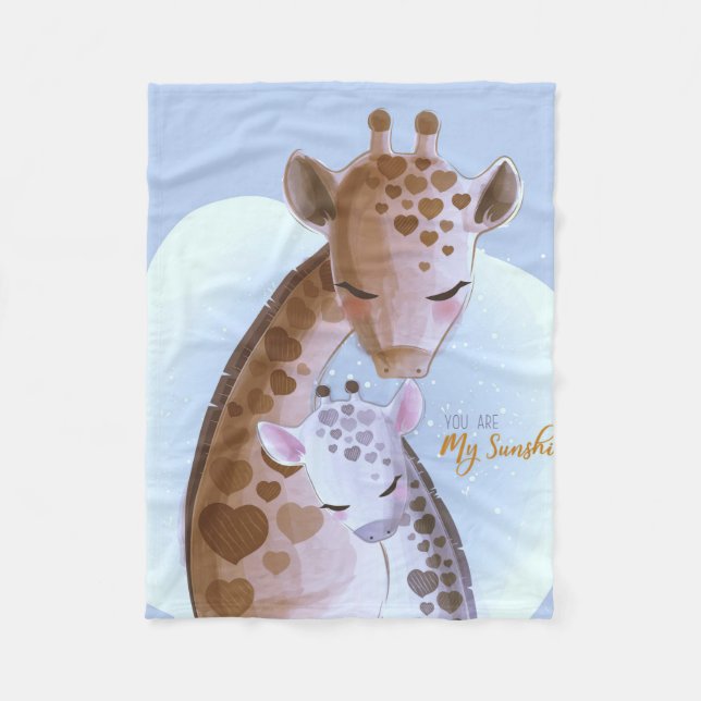 Giraffe Älskare Cute Giraffes Fleecefilt (Framsidan)