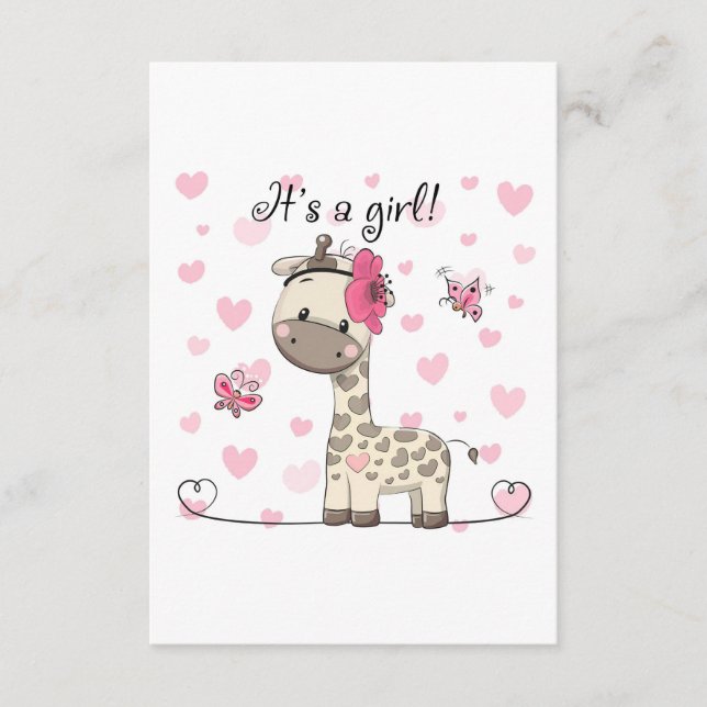 Giraffe Älskare, det är en flicka. Tilläggskort (Framsida)