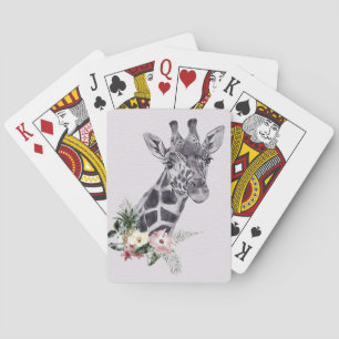 Giraffe Älskare Giraffe-djur med blomma Casinokort