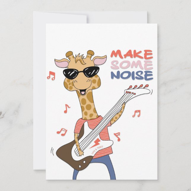 Giraffe Älskare Giraffe Gitarr Gör Lite Buller Inbjudningar (Framsida)