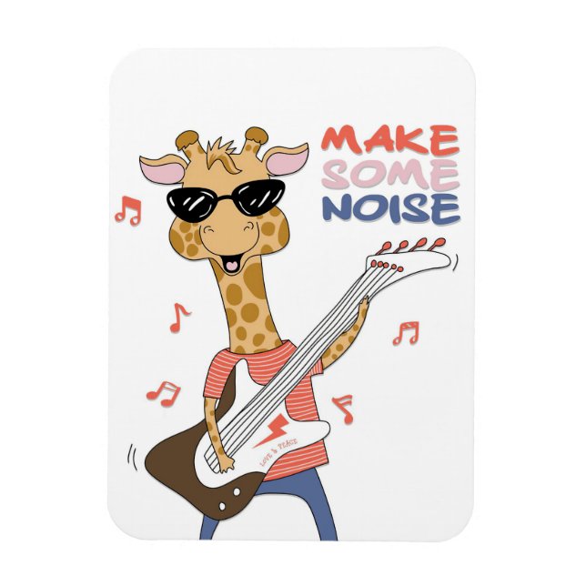Giraffe Älskare Giraffe Guitar ger lite buller Magnet (Vertikal)