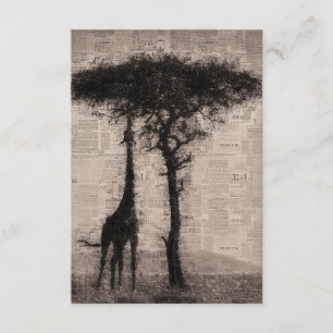 Giraffe Älskare Giraffe Newspaper Art Tilläggskort