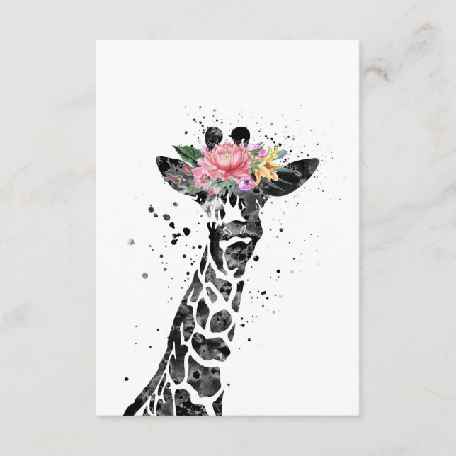 Giraffe Älskare Giraffe och blomma Tilläggskort (Framsida)
