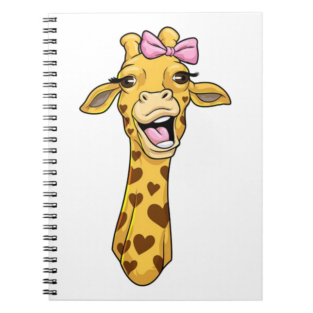 Giraffe Älskare Giraffe Ribbon Hearts Anteckningsbok (Framsidan)