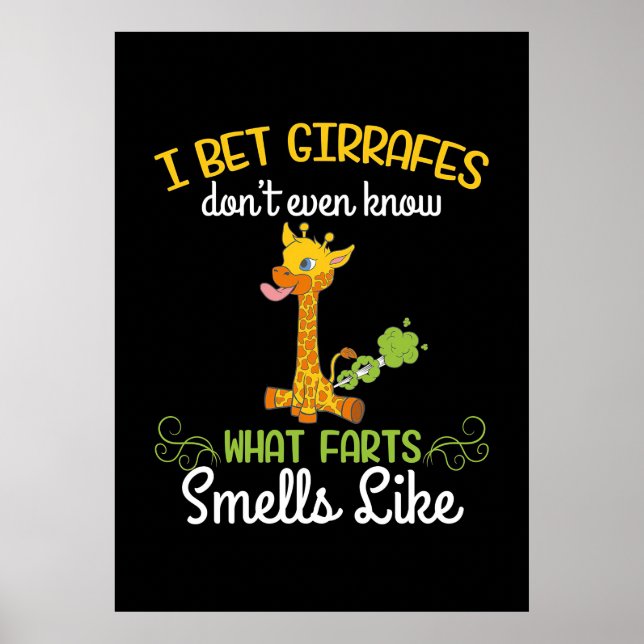 Giraffe Älskare Giraffe What Farts Smells like Poster (Framsidan)