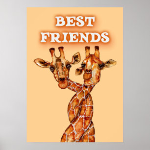 Giraffe Älskare Giraffes Afrika Best Friends Poster