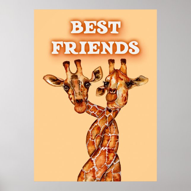 Giraffe Älskare Giraffes Afrika Best Friends Poster (Framsidan)