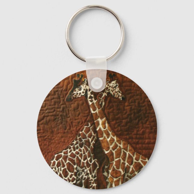 Giraffe Älskare Keychain Nyckelring (Framsida)