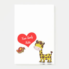 Giraffe and Butterfly Loving Note Post-it Block